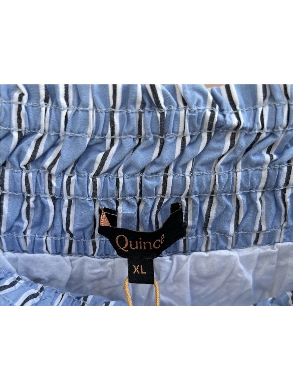 Quince 100% Organic Cotton Poplin Tiered Maxi Skirt Tribeca Stripe SIZE XL NWT - Picture 4 of 9